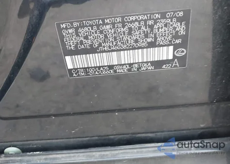 2008 Lexus Es 350 z USA, uszkodzony, nr VIN JTHBJ46G382270985